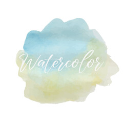 Naklejka na ściany i meble Vector illustration of abstract watercolor splash background in blue mustard tones