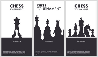 Vector illustration about chess tournament. Flyer design for chess tournament, match, game - obrazy, fototapety, plakaty