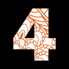 Colorful Number Coloring Page for Adult Ornamental Font Coloring Book for Kids Activity Learning