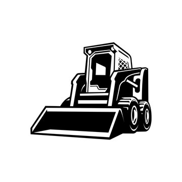 Silhouette Of Skid Steer Illustration Vector