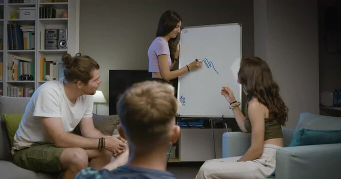 Group of friends playing together at home