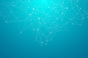 Abstract plexus background with connected lines and dots. Wave flow. Plexus geometric effect Big data with compounds. Lines plexus, minimal array. Digital data visualization, illustration