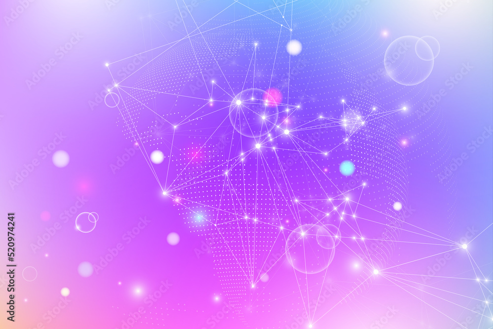 Poster Global network connections with points and lines. Wireframe background. Abstract connection structure. Polygonal space background, illustration