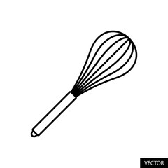 Balloon whisk, Kitchen utensil tool vector icon in line style design for website design, app, UI, isolated on white background. Editable stroke. Vector illustration.