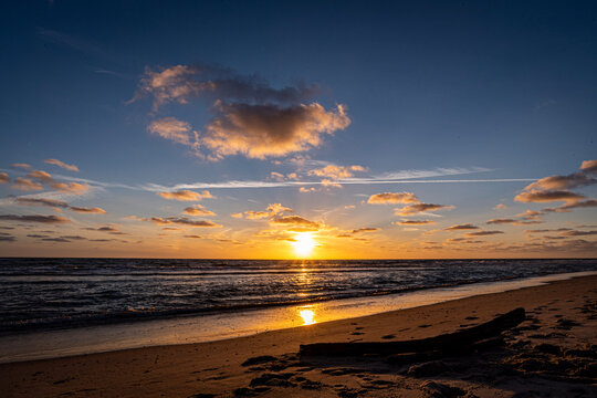 sunset on the beach summer denmark hvide sande