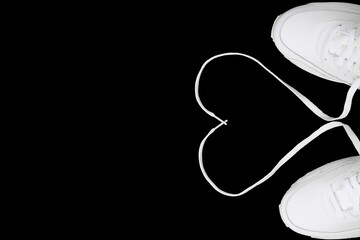 Top view of Pair of shoe concept of travel summer