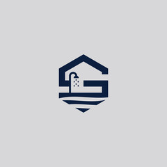 Letter S logo template vector with house building and bathroom, Perfect to use for construction, interior, real estate or related logos.