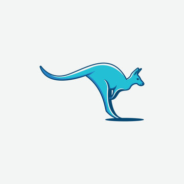 Jumping blue kangaroo logo vector, perfect for modern business especially kangaroo animal character.