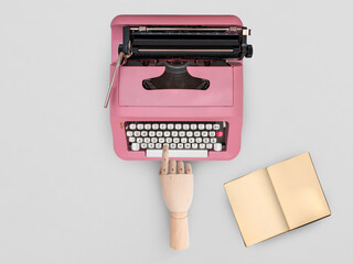 typewriter on table, top view