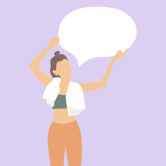 girl in the gym with a poster vector