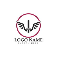 The winged sword with shield vector icon illustration design vector.