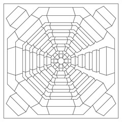 Decorative octagonal 3d doodle drawing from a stack of cubes in 8 directions for coloring pages for adults. Good mood. Relieve stress and anxiety. EPS8 #609