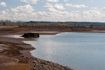 A small island in the middle of Nisqually river estuary in the Billy Frank Jr. Nisqually National...