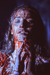 girl drenched in blood