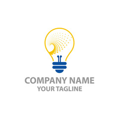Modern Tech Bulb logo design concept, Idea Pixel logo template