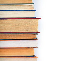 Old books on shelf. Ancient background