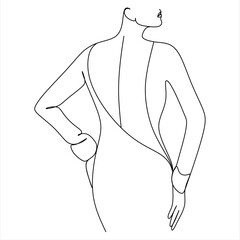 Abstract woman vector drawing. Minimal style portrait. Botanical print. Cosmetics nature symbol. Modern continuous line art. Fashionable print. Beauty saloon