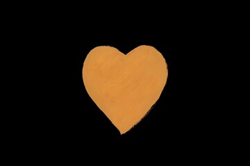 Orange watercolor brush look like an heart on black background,Heart concept,Orange fluorescent	