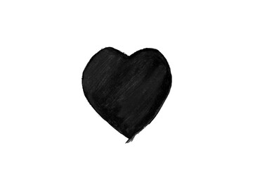 Ink-Black watercolor brush look like an heart on whtie background,Heart concept	