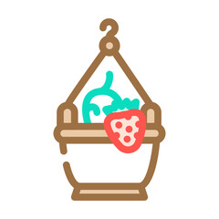 pot strawberry plant color icon vector. pot strawberry plant sign. isolated symbol illustration