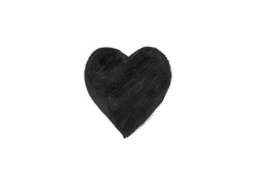 Ink-Black watercolor brush look like an heart on whtie background,Heart concept