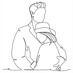 Continuous line drawing of women and men in love