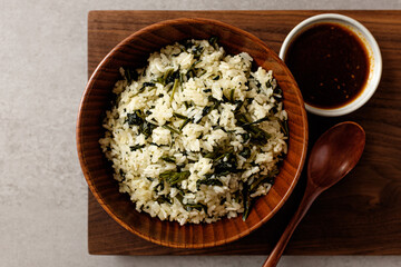 Korean food made with Korean thistle and rice Korean thistle rice