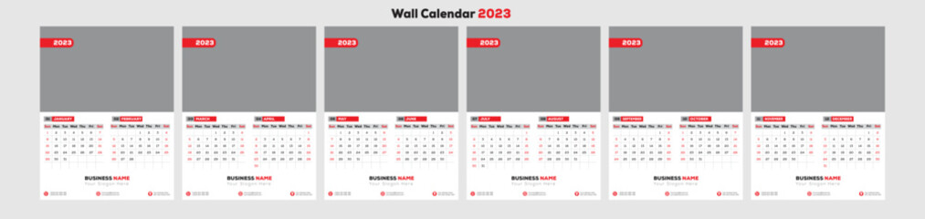 Monthly calendar template for 2023 year.
