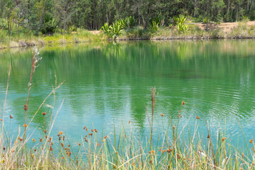 Obraz premium blue lake located in villa de leyva, Colombia