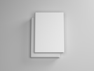 Two Blank Books Mockup with hard cover on gray background. 3d rendering