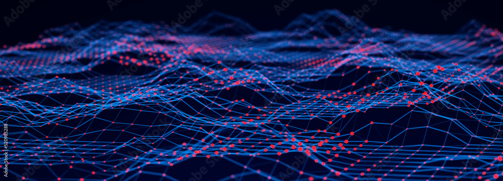 Aufkleber Digital technology background. Network connection dots and lines. Futuristic background for presentation design. 3d