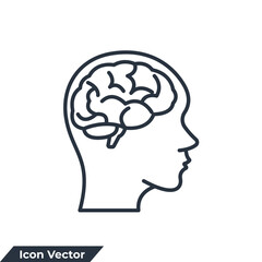 neurobiology icon logo vector illustration. Human brain symbol template for graphic and web design collection