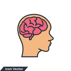 neurobiology icon logo vector illustration. Human brain symbol template for graphic and web design collection