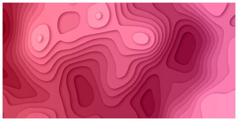 Luxury pink abstract papercut background with 3d geometry circles.pink paper cut banner.Modern realistic papercut decoration texture. ><