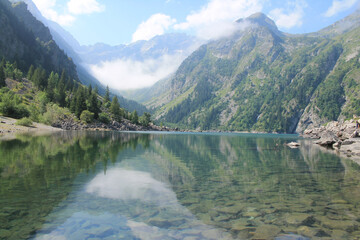 Lauvitel Lake, the largest lake in the Ecrins mountain and one of the most beautiful sites in the french alps 
