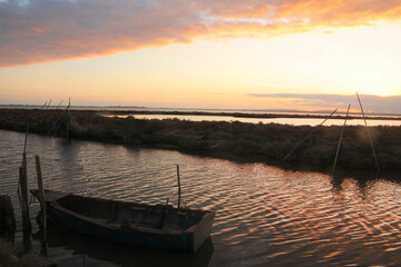 Etang de l'or, natural lagoon near Montpellier in Languedoc Roussillon, Occitanie, France