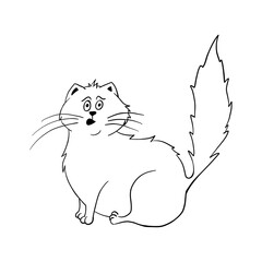 Cat. Funny fat doodle cat. Clipart. Vector illustration of a cat. Sitting surprised cat