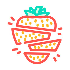 strawberries whole cut pieces color icon vector. strawberries whole cut pieces sign. isolated symbol illustration