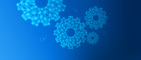 Settings gear icon from lines, triangles and particle style design