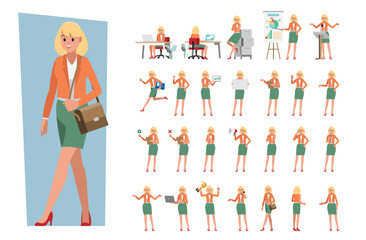 cartoon business woman  character set  ,Vector illustration