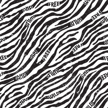 Wild and free zebra skin wallpaper abstract vector seamless pattern