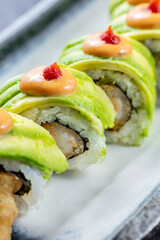 Avocado roll with shrimp tempura