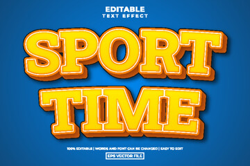 Naklejka na ściany i meble Bold sport time 3d text style, editable text effect template vector illustration
