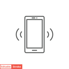 Phone signal icon. Simple outline style. Phone cell, smartphone, wireless, communication concept. Thin line vector illustration isolated on white background. Editable stroke EPS 10.