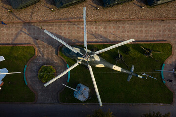 Aerial view of the weapons exhibit open air in Sovetsk, Kaliningrad region