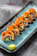 Sushi with salmon and eel