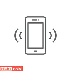 Phone signal icon. Simple outline style. Phone cell, smartphone, wireless, communication concept. Thin line vector illustration isolated on white background. Editable stroke EPS 10.