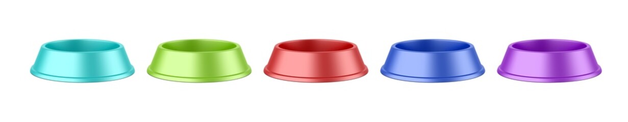 Pet food bowl mockup template on isolated white background, ready for design presentation, 3d render illustration