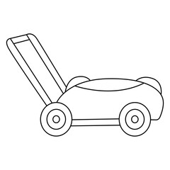 Lawn mower outline vector on white background