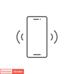 Phone signal icon. Simple outline style. Phone cell, smartphone, wireless, communication concept. Thin line vector illustration isolated on white background. Editable stroke EPS 10.